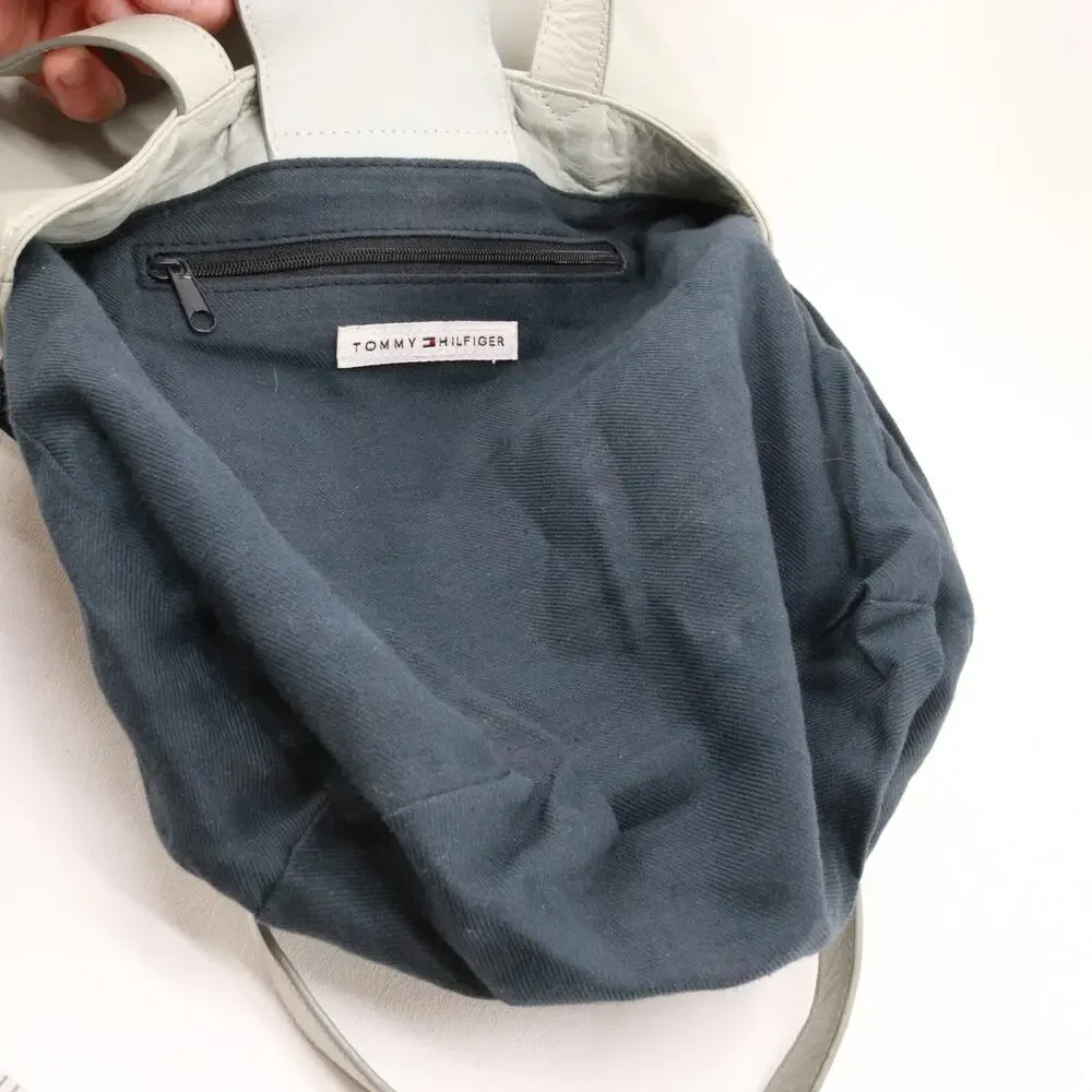 Tommy Hilfiger Handbag Women Small Ice Blue Faux Leather Bucket Shoulder Bag